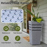 Outdoor Tall Square Rattan Planter Set of 2 (Silver Grey)