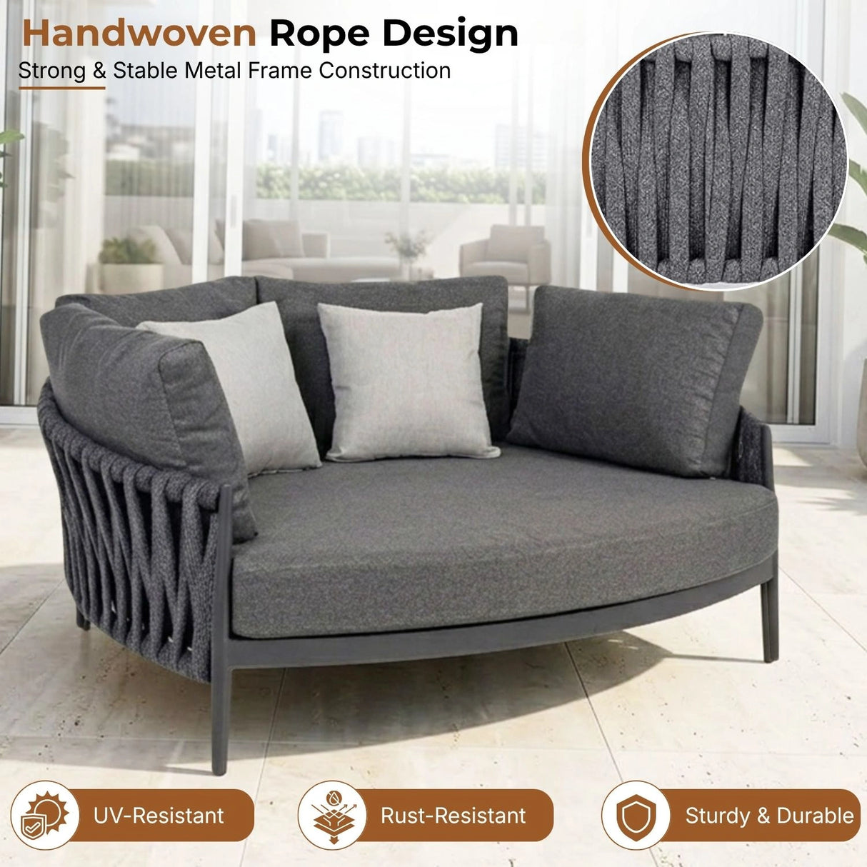 Outdoor Patio Rope Daybed for Garden