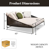 Outdoor Rope Patio Furniture Daybed (Brown and Cream)