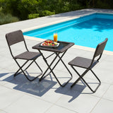 3-Piece Outdoor Wicker Folding Patio Set (Dark Brown)