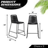 2-Piece Outdoor Rope Bar Chairs – Stylish Comfort Built to Last