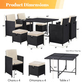 9-Piece Outdoor Patio Rattan Dining Set