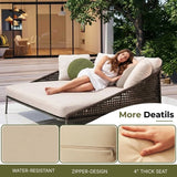 Outdoor Rope Patio Furniture Daybed (Brown and Cream)
