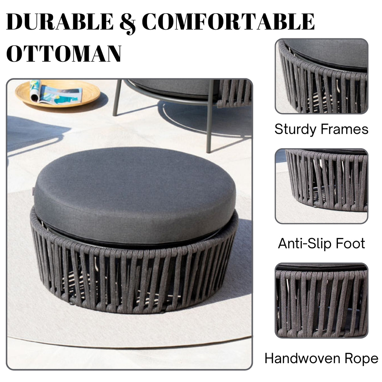 Round Outdoor Rope Footstool