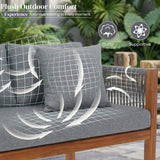 Outdoor Rope Sofa Set with Teak Wood Frame (Grey)