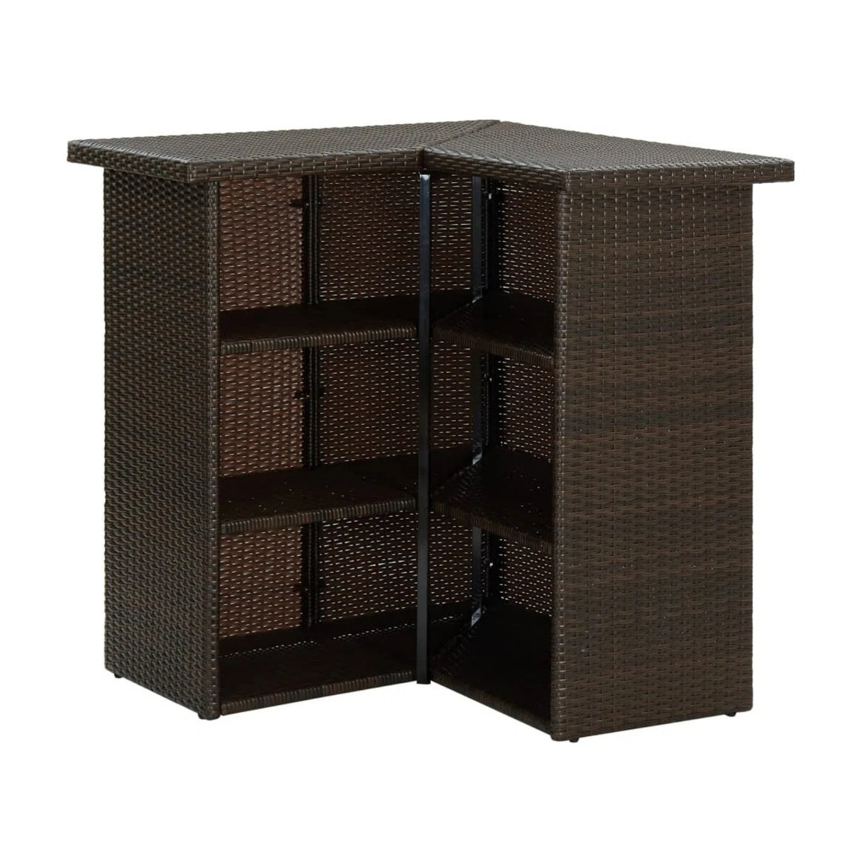 Outdoor Rattan Wicker Bar Table With Storage Selves