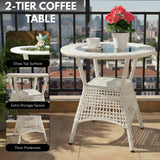 Outdoor Wicker 5-Piece Patio Set with Outdoor Umbrella