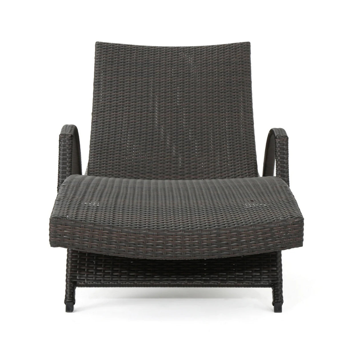 Outdoor All-Weather HDPE Wicker Rattan Sunlounger Recliner with Side Table