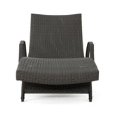 Outdoor All-Weather HDPE Wicker Rattan Sunlounger Recliner with Side Table