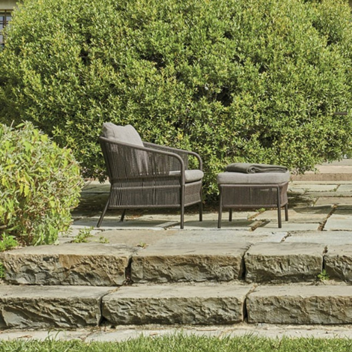 Outdoor 2 Piece Rope Patio Sofa Set (Grey)