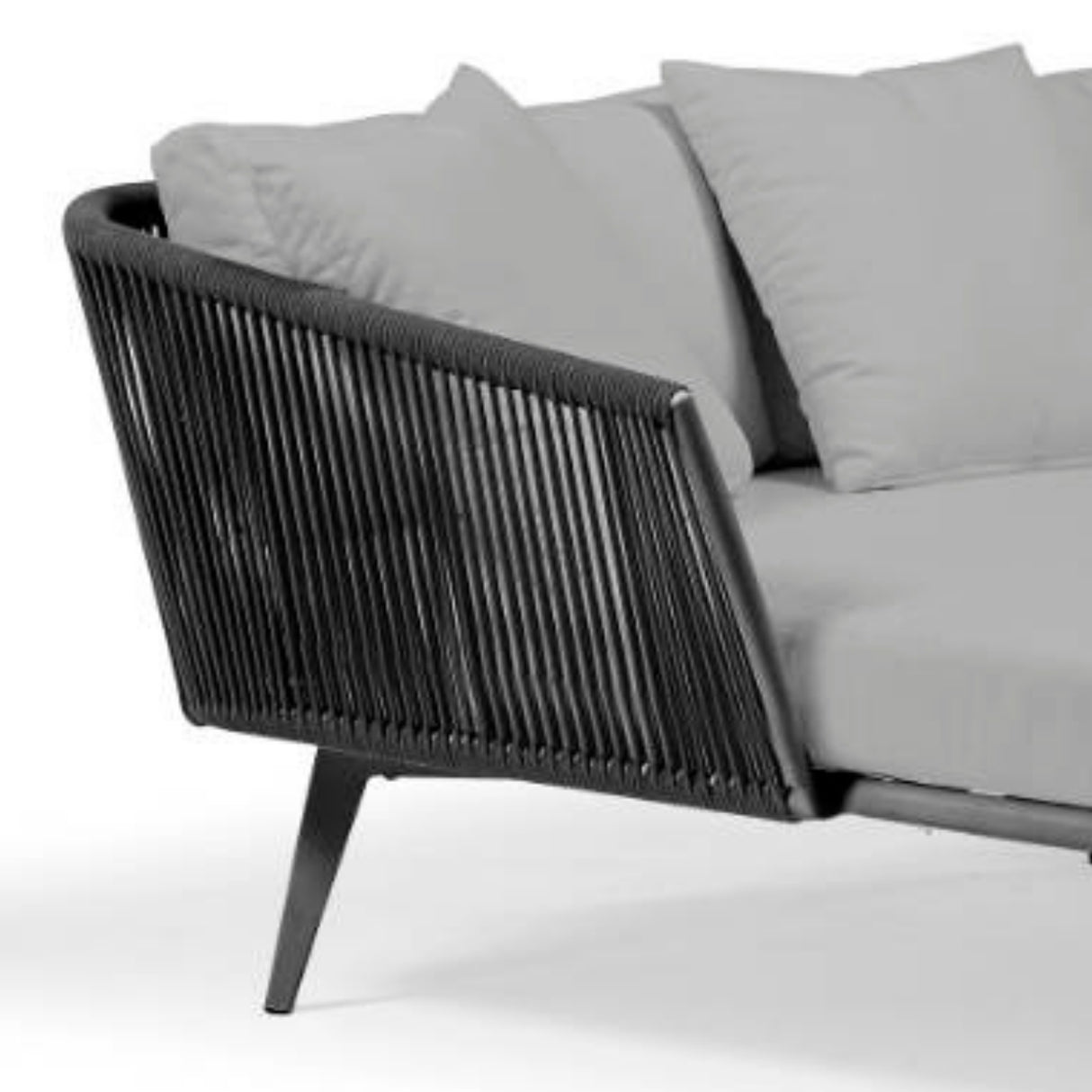Outdoor Black Rope Patio Daybed with Comfortable Grey Cushion