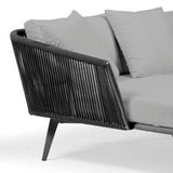 Outdoor Black Rope Patio Daybed with Comfortable Grey Cushion