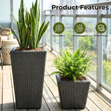 Tall Tapered Set of 6  Outdoor Wicker Planter (Black)