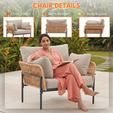 Outdoor Rope 2-Piece Single Seater Sofa (Beige & Cream)
