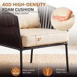 Outdoor 5 Piece Rope Patio Sofa Set (Brown & Cream)