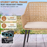 2-Piece Outdoor Rattan Wicker Patio Dining Chairs