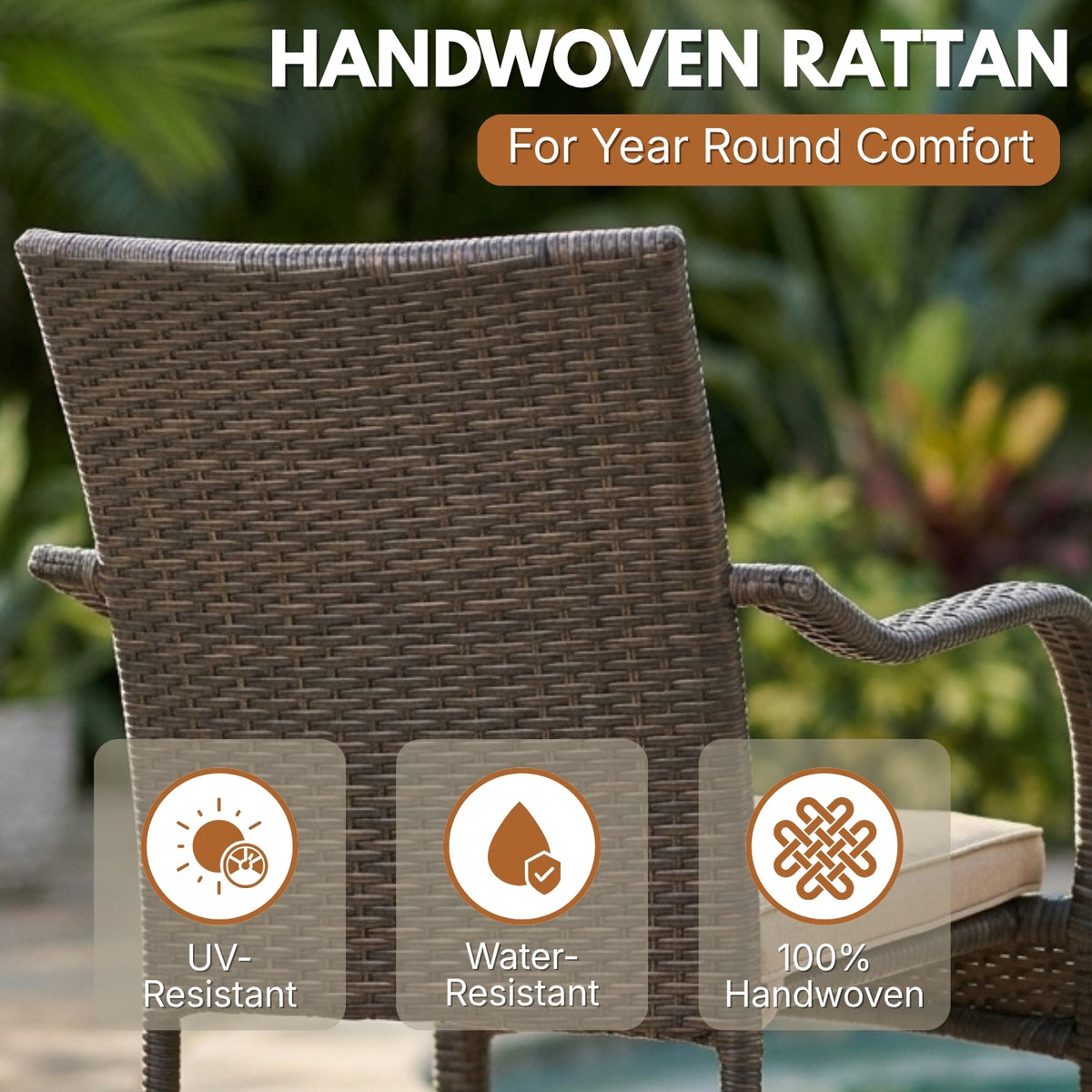 4-Piece Outdoor Rattan Wicker Patio Dining Chairs