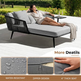 Outdoor Black Rope Patio Daybed with Comfortable Grey Cushion