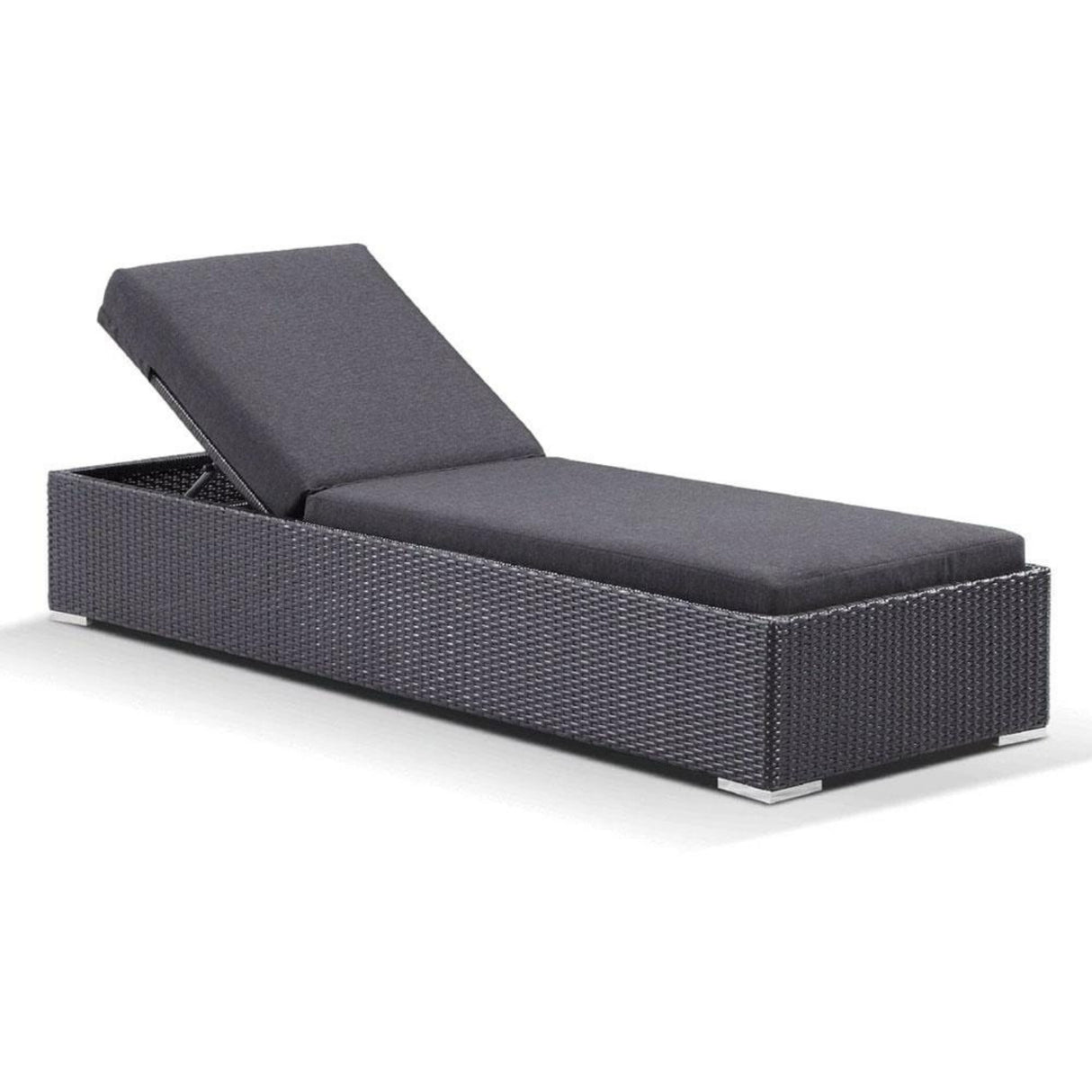 Outdoor All-Weather Rattan Wicker Lounger (Black)