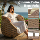 4 Piece Outdoor Rope Sofa Set (Beige & Cream)