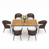 7-Piece Outdoor Patio Dining Set With Wooden Tabletop