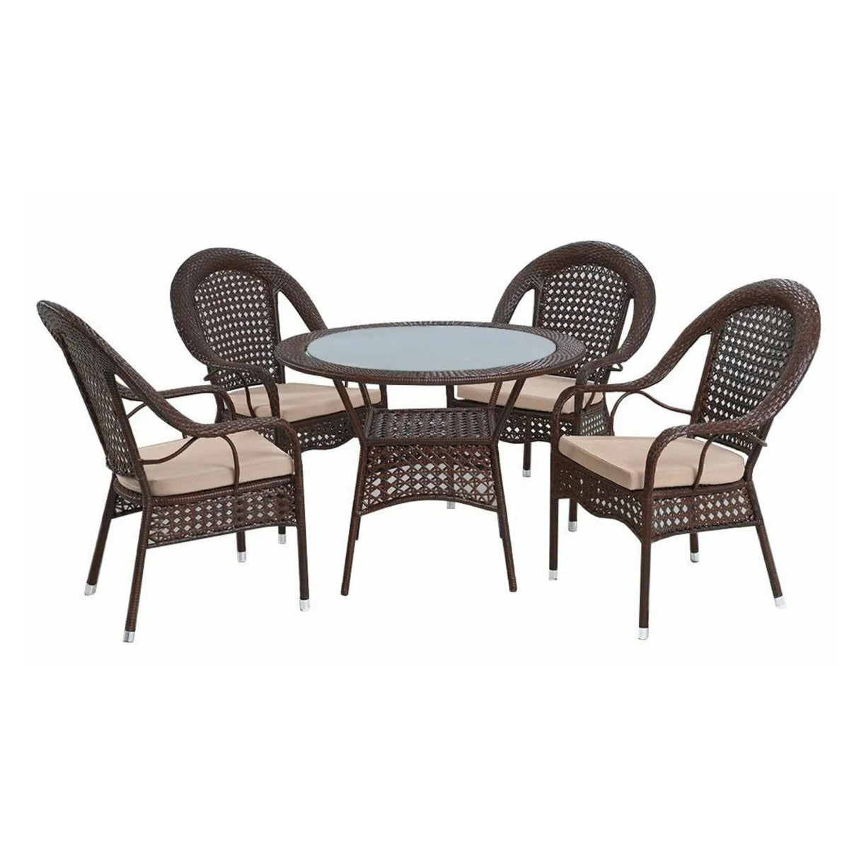 Outdoor All-Weather Resistant Rattan Wicker 5-Piece Dining Set