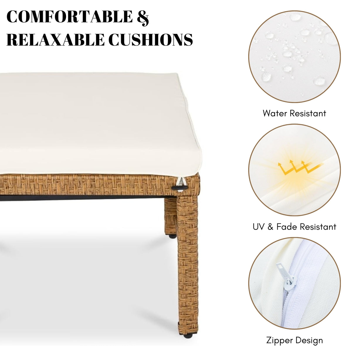 Set of 2 Wicker Ottomans, Multipurpose Outdoor Furniture