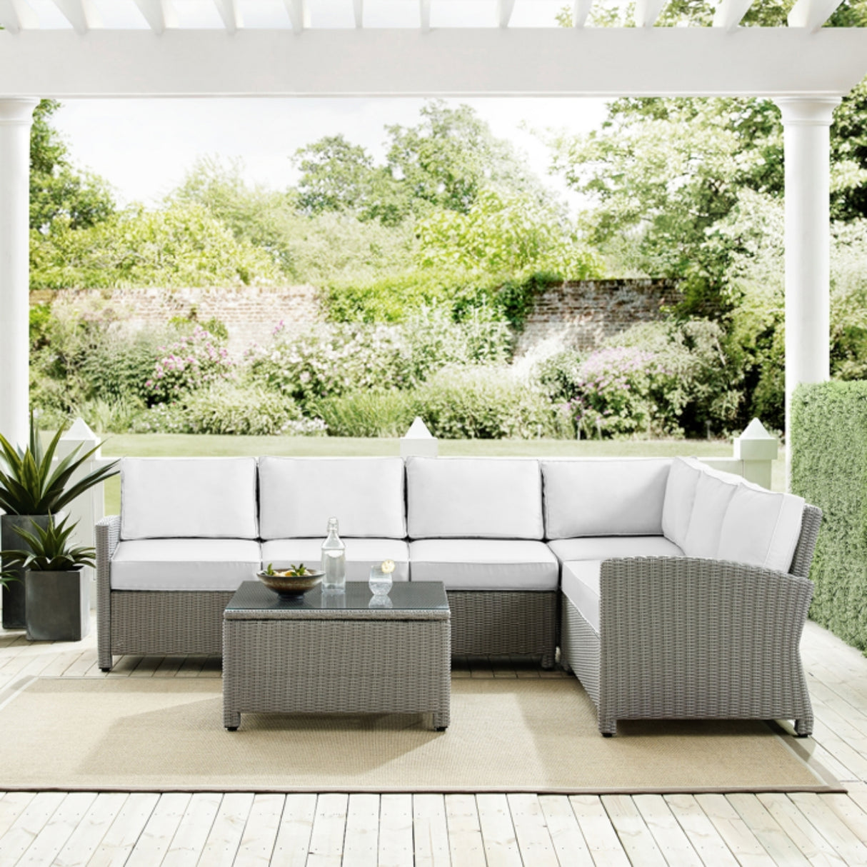 L-Shape Outdoor Wicker Sofa Set