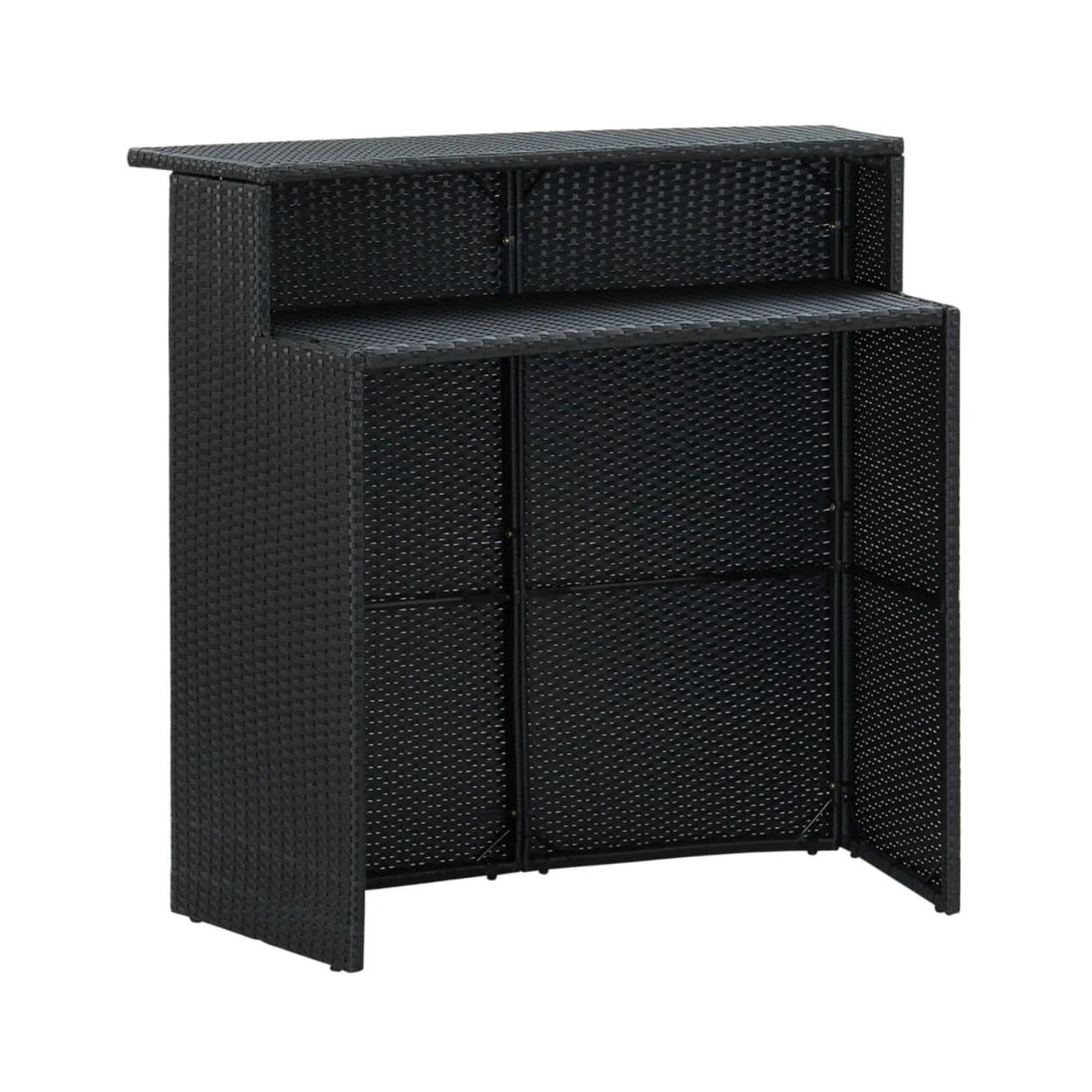 5-Piece Outdoor Rattan Wicker Bar Set with Wicker Top Table
