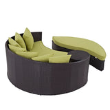 Outdoor Rattan Wicker Daybed (Dark Brown & Green)