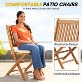 Acacia Wood Foldable Outdoor Bistro Set – 2 Chairs & Round Table