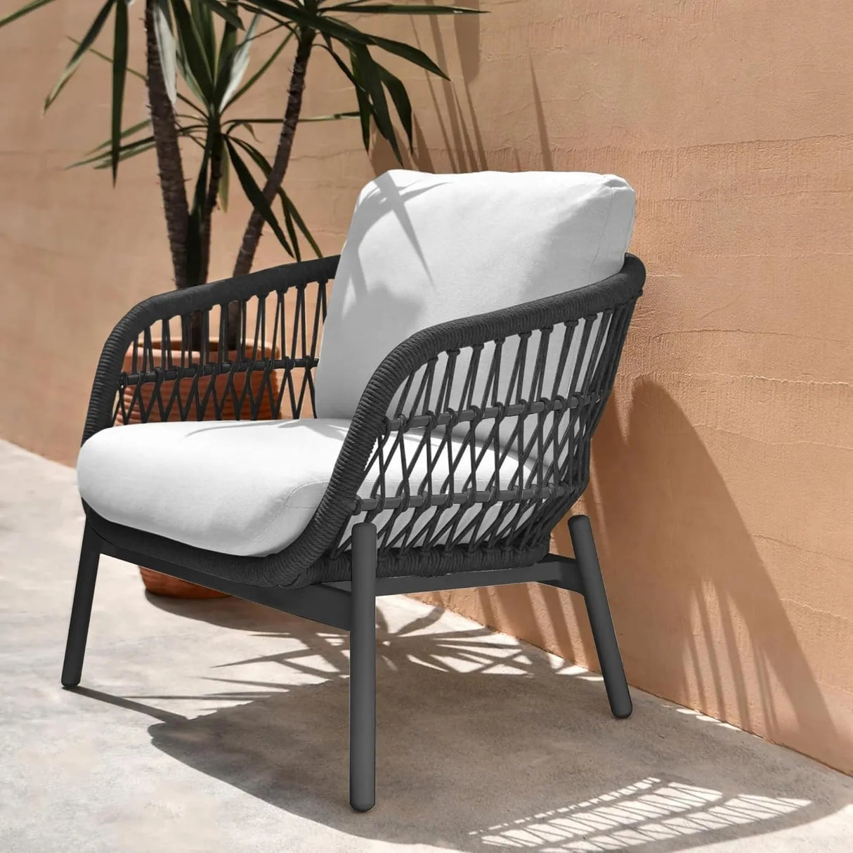 Outdoor 4 Seater Rope Conversation Sofa Set