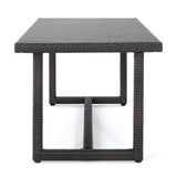 Outdoor Rattan Wicker Patio Table (Dark Brown)