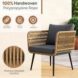 Outdoor Rope 4 Seater Conversation Furniture Set (Beige & Dark Grey)