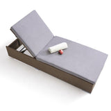 Outdoor All-Weather Rattan Wicker Lounger (Beige & Grey)