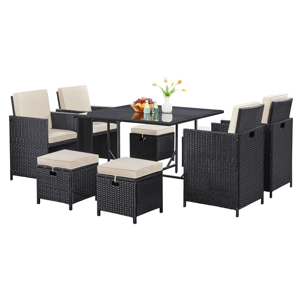 9-Piece Outdoor Patio Rattan Dining Set