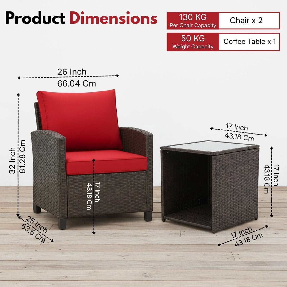 3-Piece Outdoor Rattan Wicker Patio Set