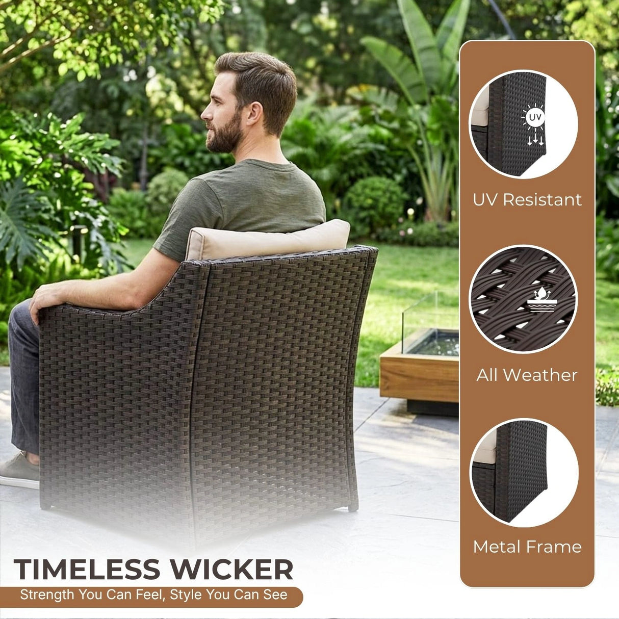 Outdoor Wicker 5-Piece Patio Sofa Set