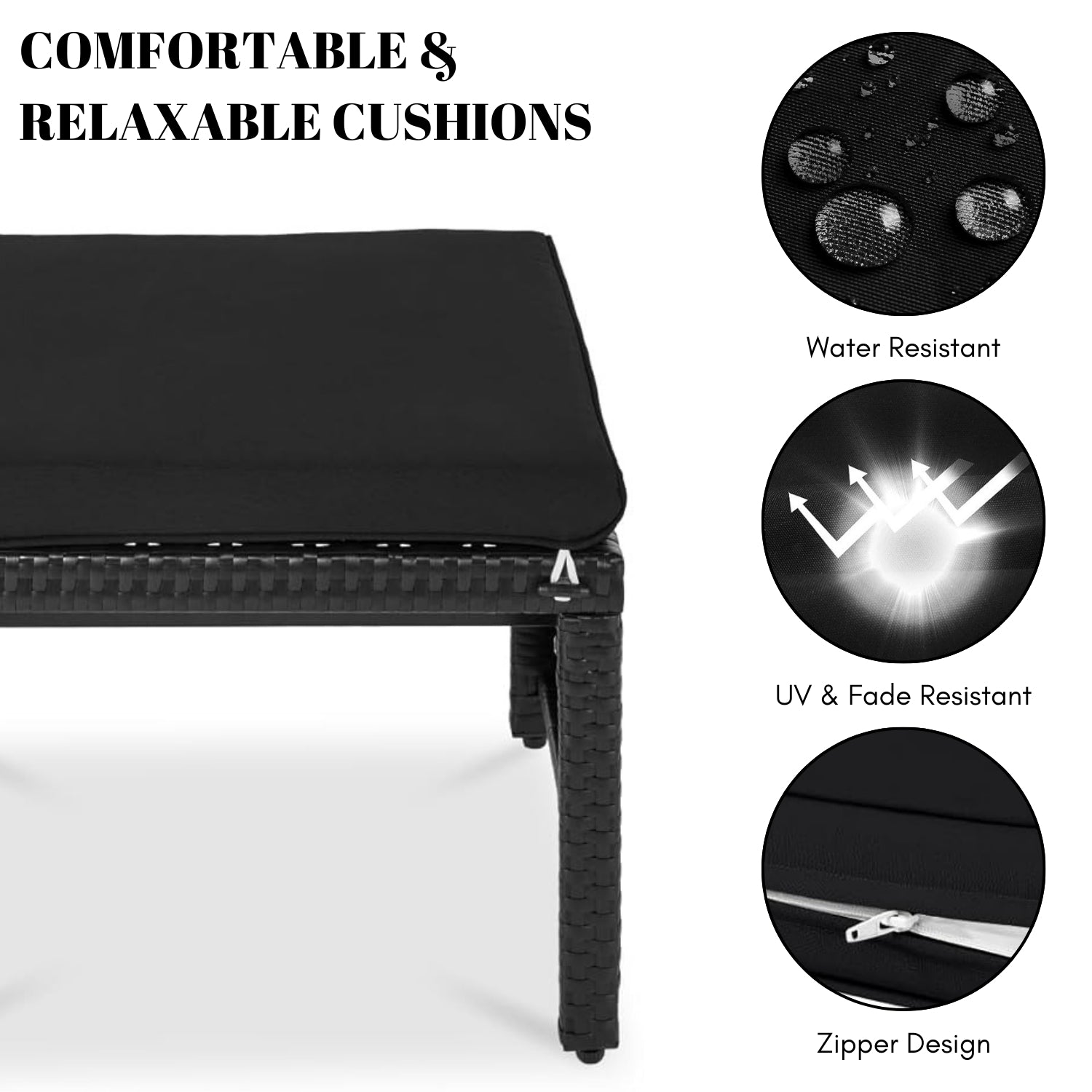 Set of 2 Wicker Ottomans, Multipurpose Outdoor Furniture