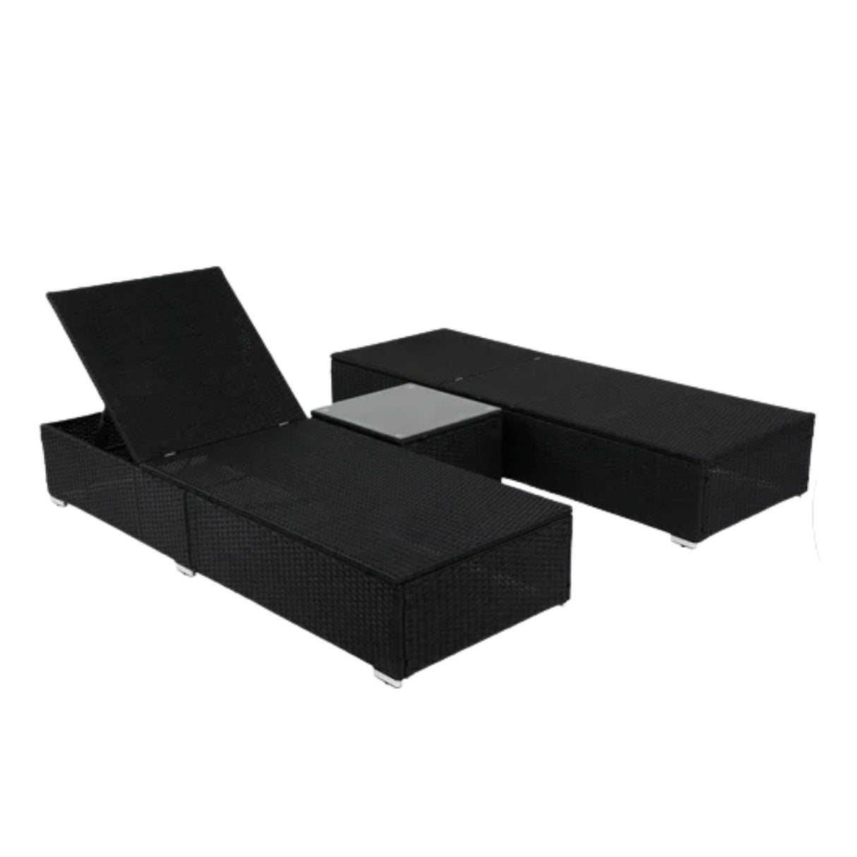 Outdoor Wicker Lounge Chairs Set of 2 With Side Table