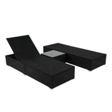 Outdoor Wicker Lounge Chairs Set of 2 With Side Table