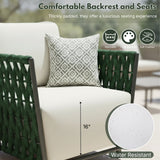 Outdoor Rope 3-Piece Patio Sofa Set (Green & Off-White)