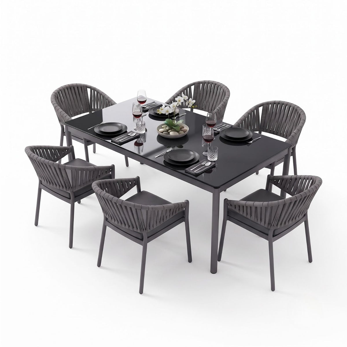 All Weather Resistant 7-Piece Outdoor Dining Set (Grey)
