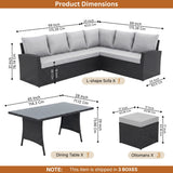 6-Piece All-Weather Wicker Patio Furniture Set (Black/Grey)