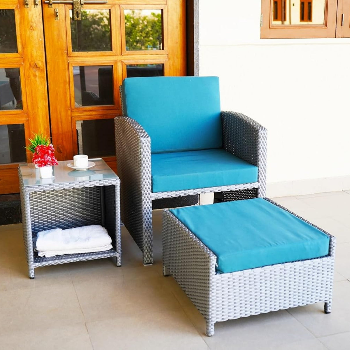 Outdoor 5 Piece Patio Wicker All Weather Sectional Furniture Set