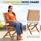 Acacia Wood Foldable Outdoor Bistro Set – 2 Chairs & Round Table