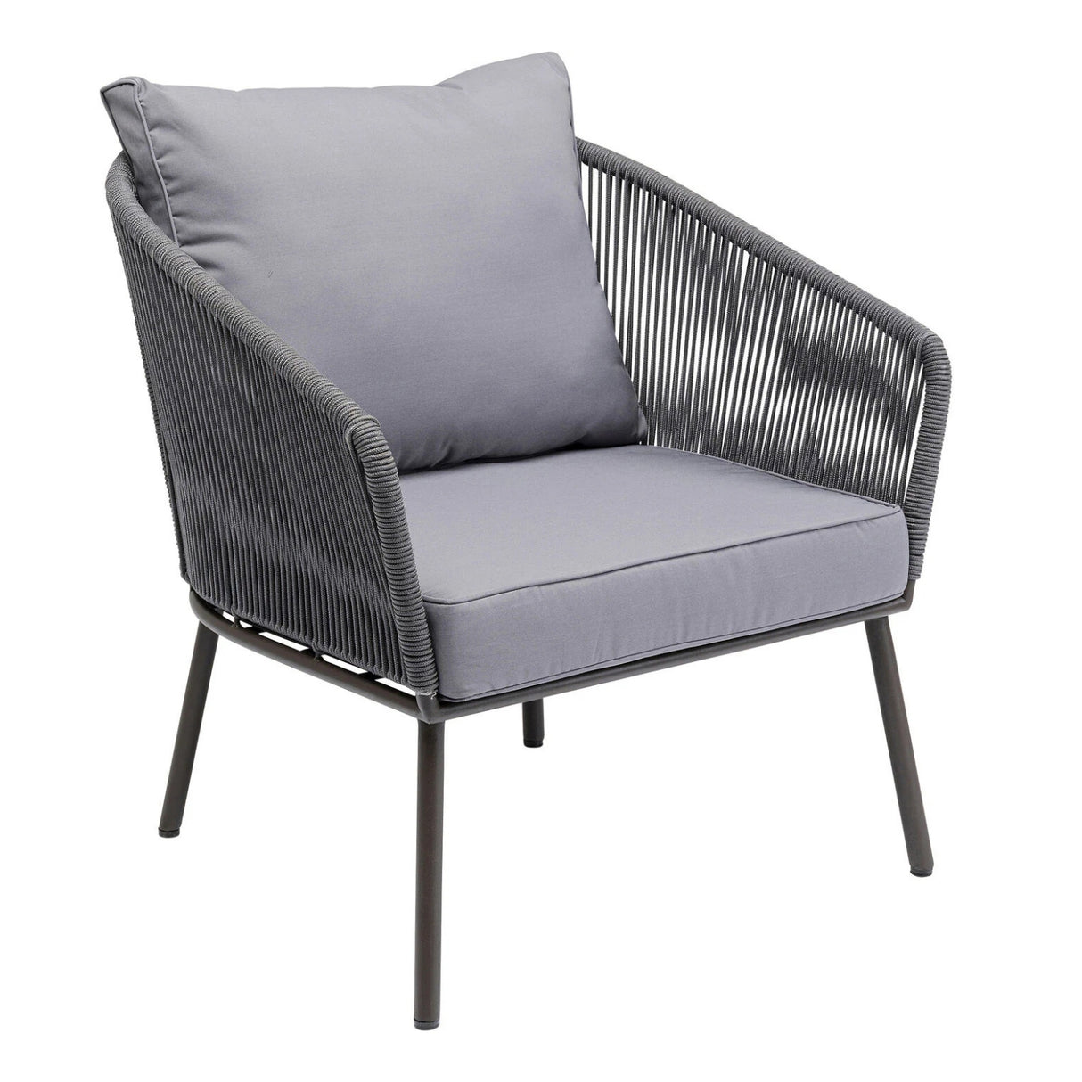 Outdoor Rope 5-Seater Patio Sofa Set with Glass Top Table (Grey)