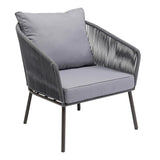 Outdoor Rope 5-Seater Patio Sofa Set with Glass Top Table (Grey)