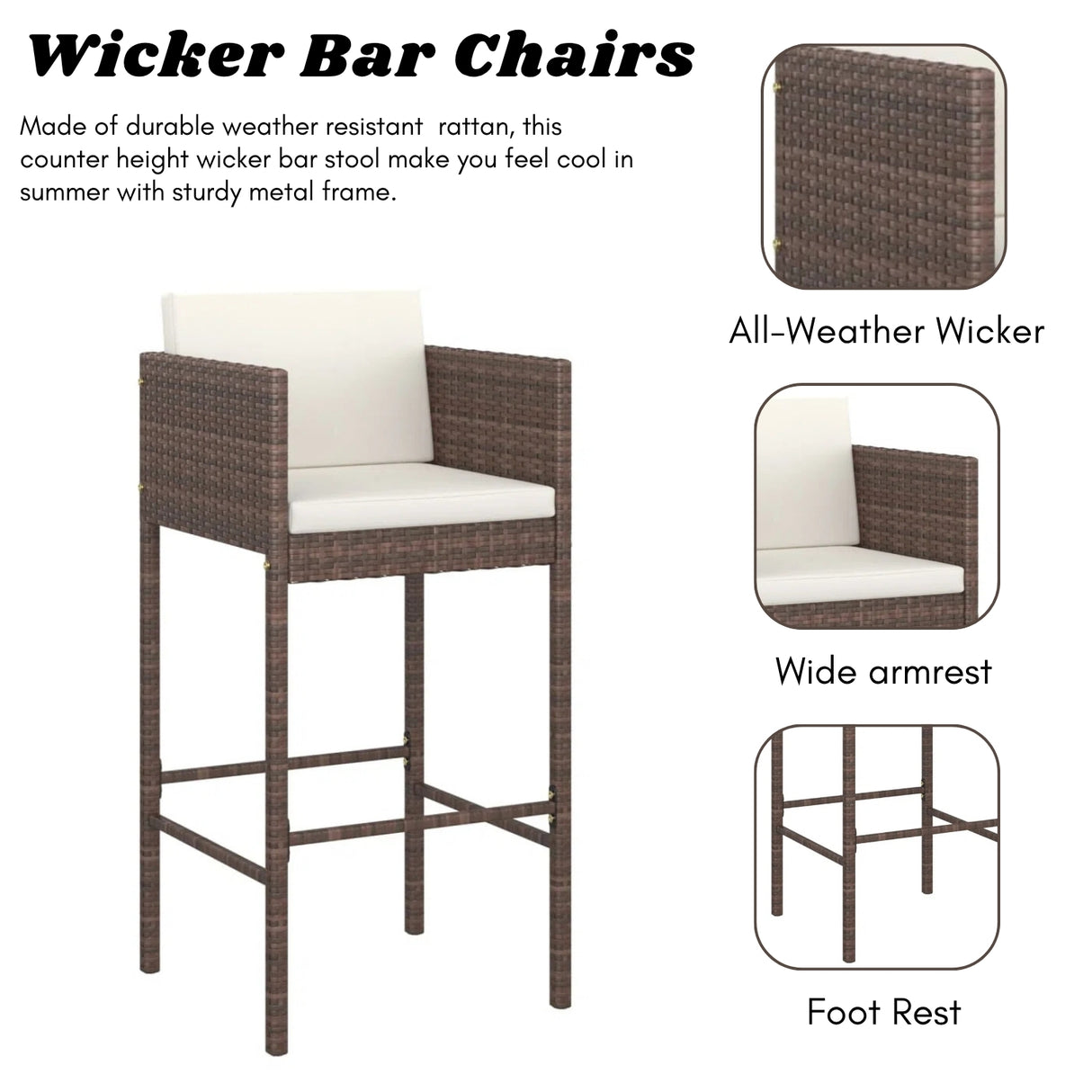 5-Piece Outdoor Rattan Wicker Bar Set