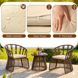 Outdoor Rope 3-Piece Patio Set (Brown & Cream)